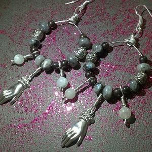 SOLD• Gemstone Antique Silver Earrings